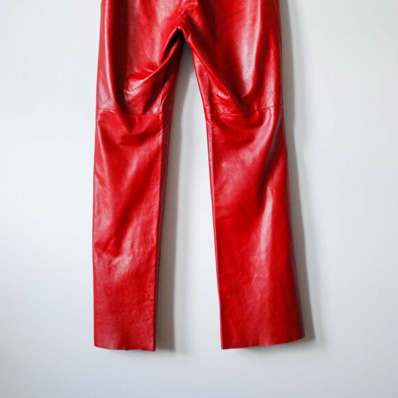 Juicy-Red Danier Leather Pants - Picture 5 of 6